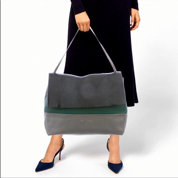 Celine $2500 all soft bag in forest green, black and grey - Picture 6 of 14